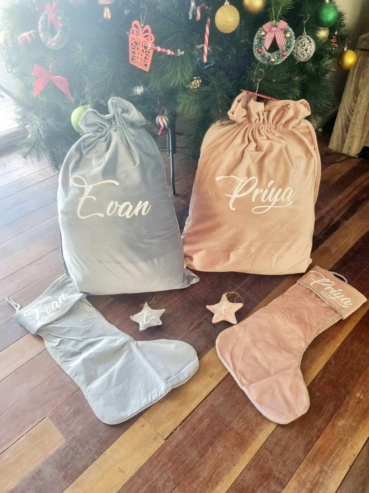 Velvet Santa sack set