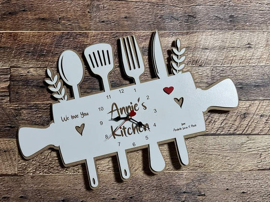 Kitchen utensils clock 45x30cm