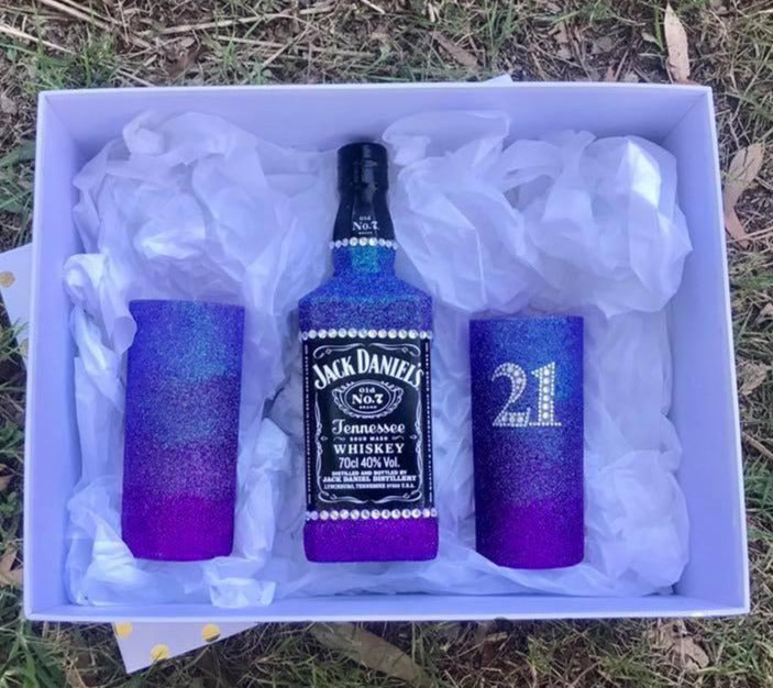 JD & 2x Tall Glasses