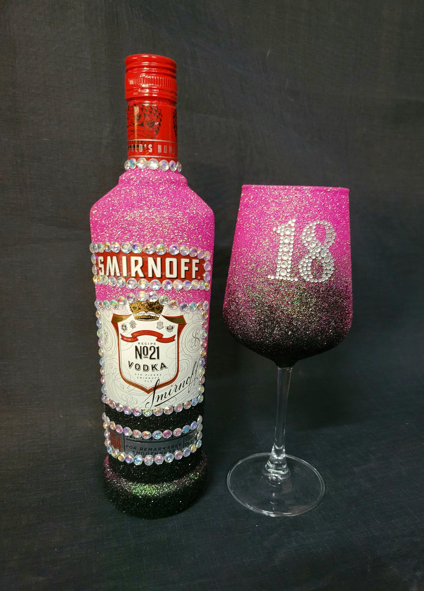 Smirnoff - Full Glitter Personalised Wine Glass