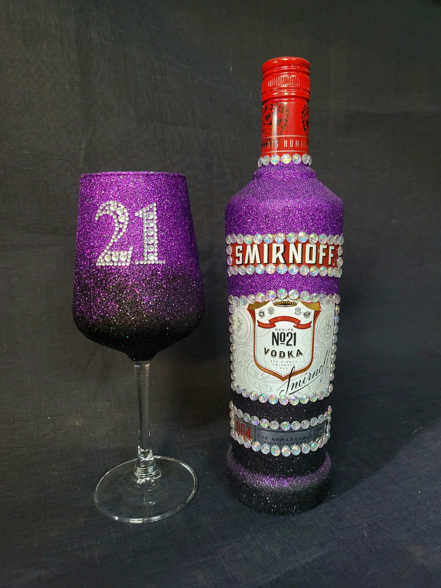 Smirnoff - Full Glitter Personalised Wine Glass