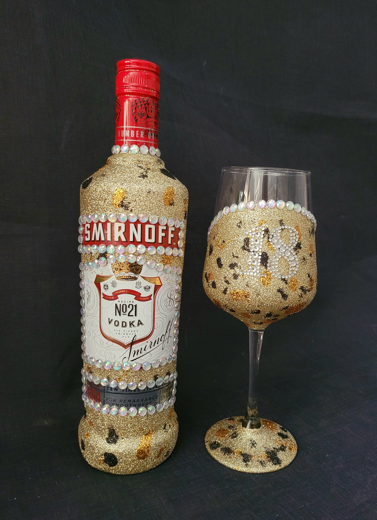 Leopard print Smirnoff and glass