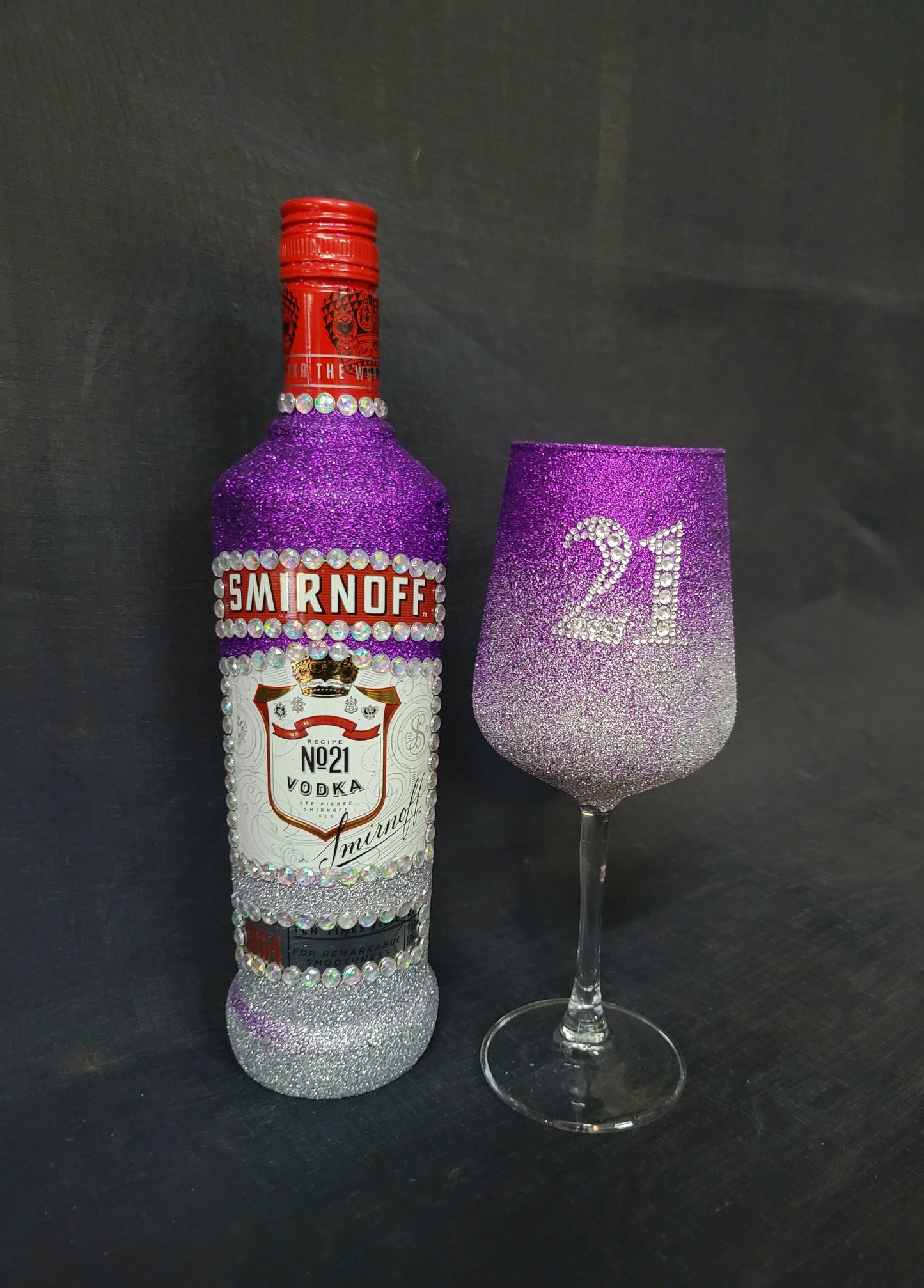 Smirnoff - Full Glitter Personalised Wine Glass
