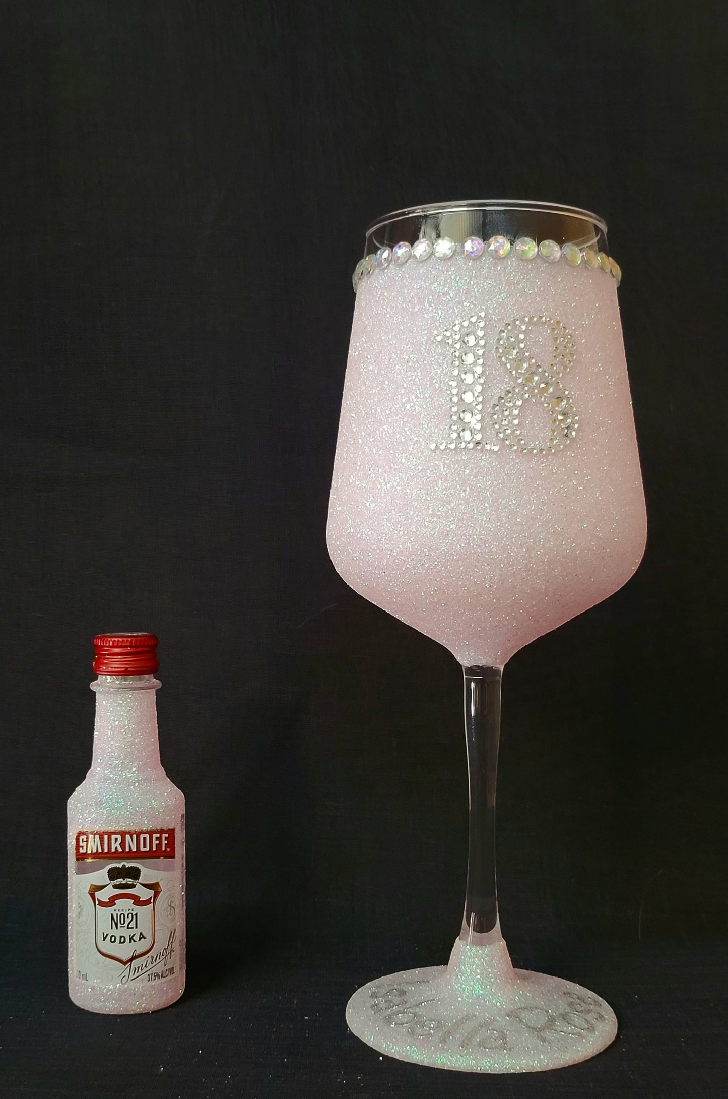 Mini Smirnoff and personalised glass set