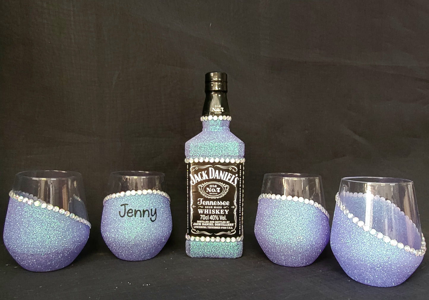 JD & 4x Stemless Wine Glasses