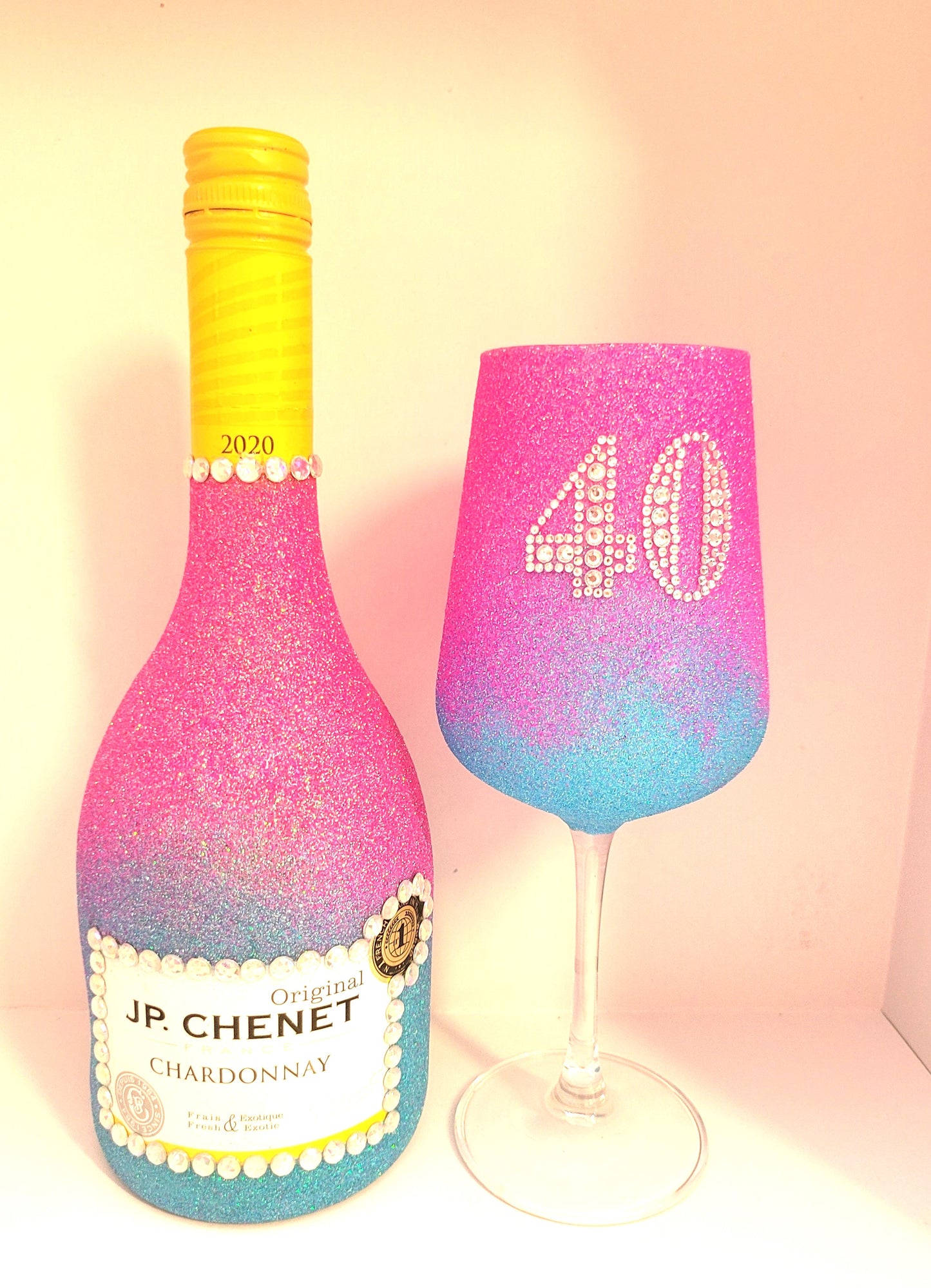 Chardonnay and personalised glass