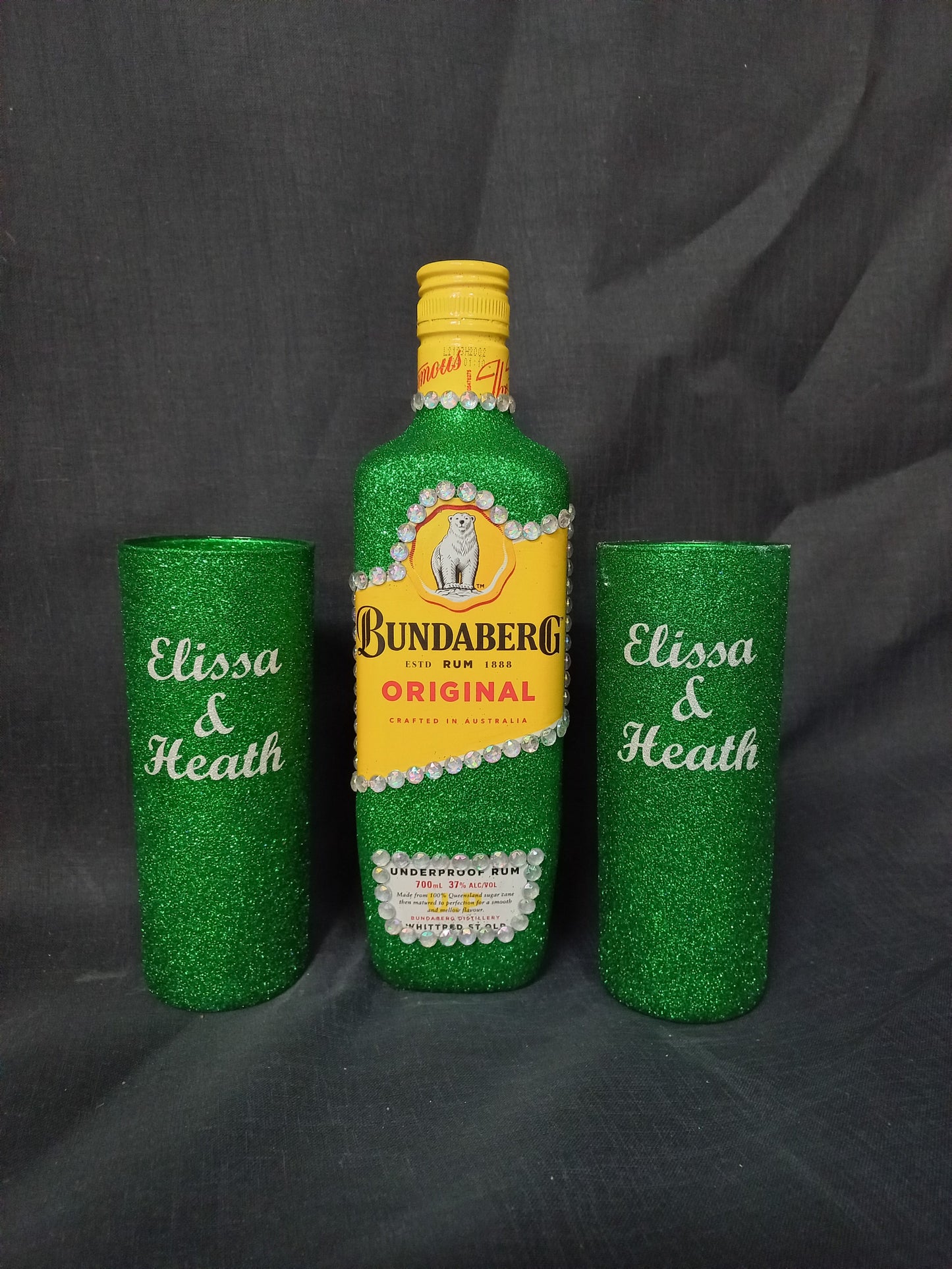 Bundaberg Rum and 2x personalised glasses