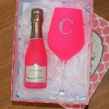 Personalised Wine Glass glass and mini moscato