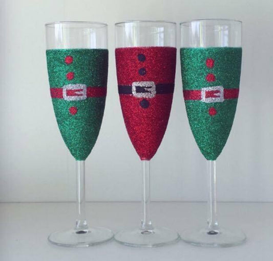 Set of four Elf & Santa Flutes two of each