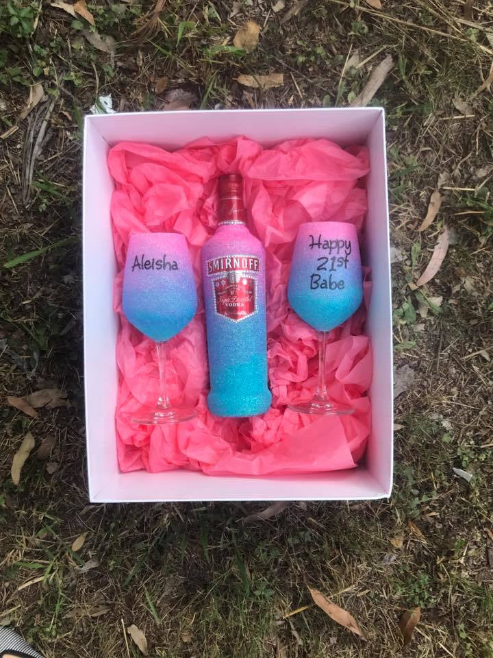 Made To Order 2x Wine glass and Smirnoff