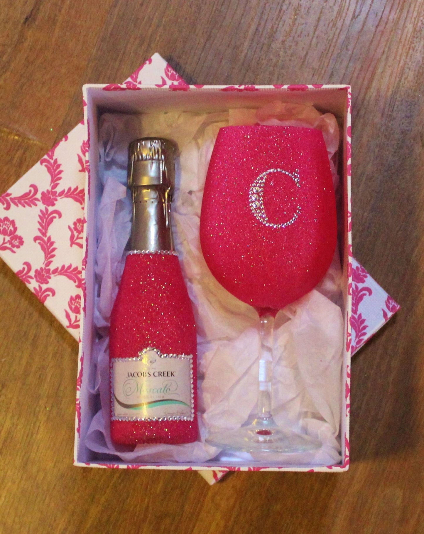 Full glitter Wine Glass glass and mini wine