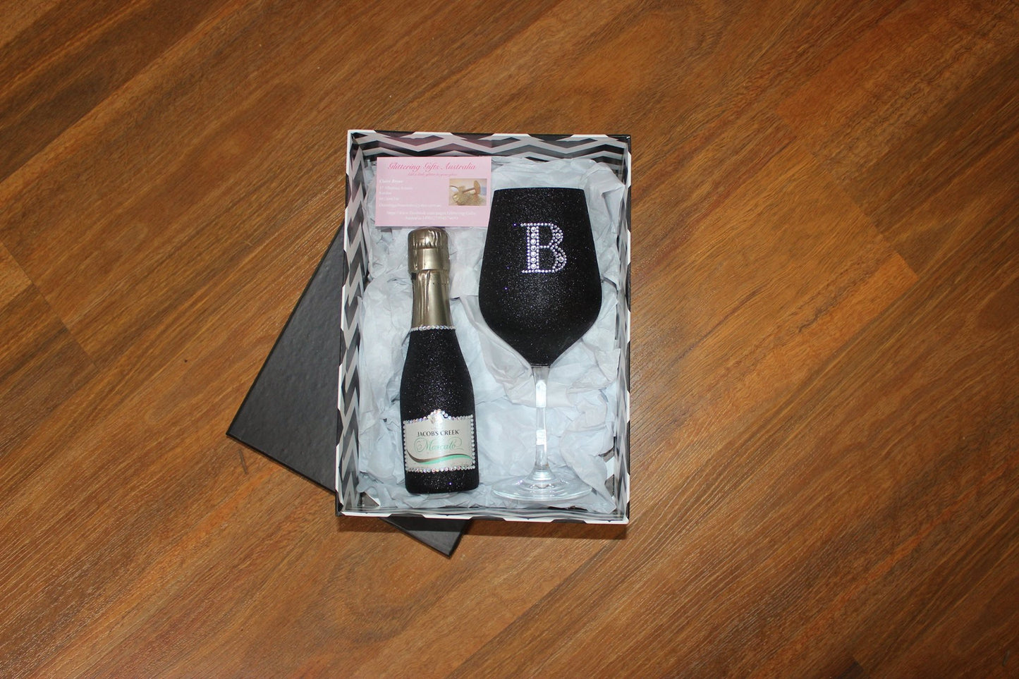 Full glitter Wine Glass glass and mini wine