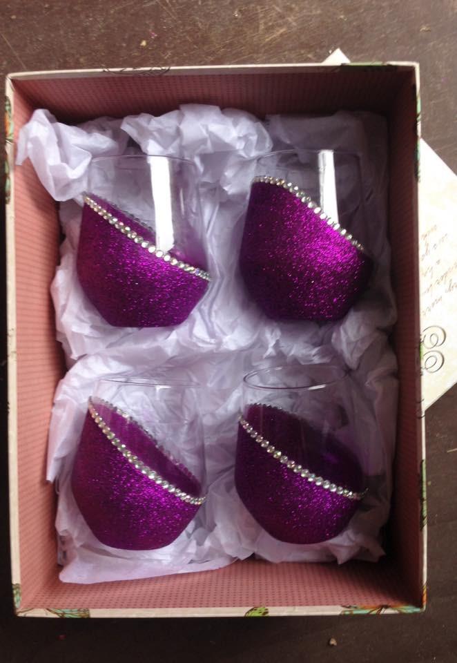 Set of Four Stemless Wine Glasses