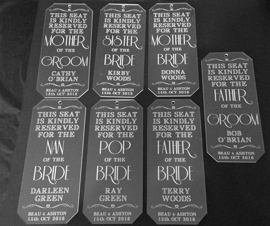 Seat reserved plaques