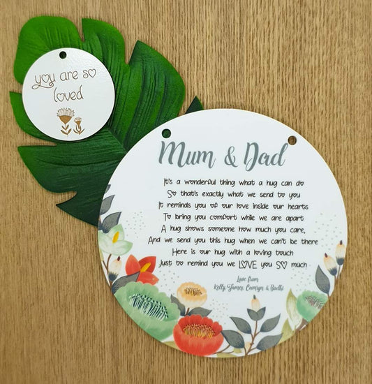 Hugs plaque coloured