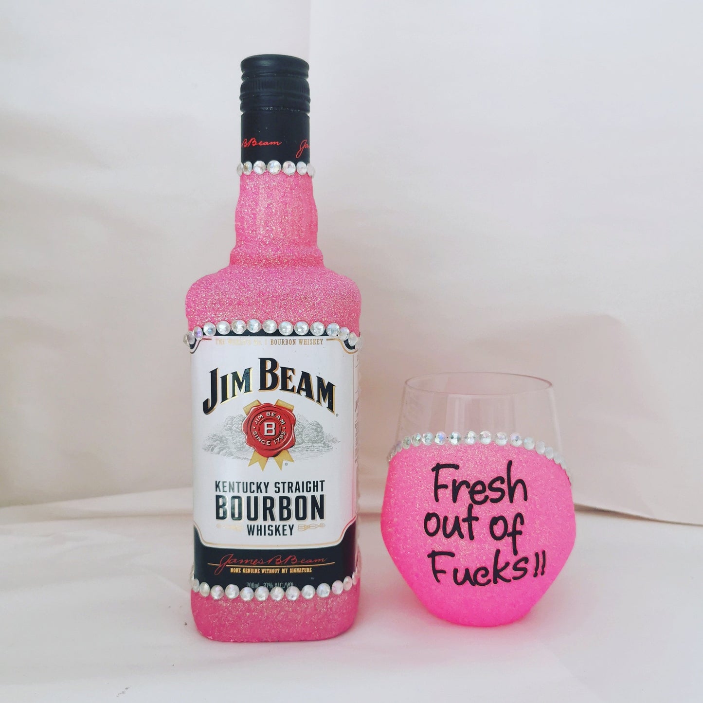Jim Beam and stemless glass fresh out of fucks