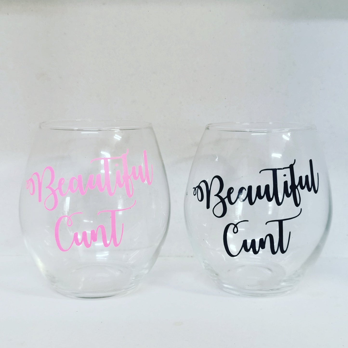 pre made set of two beautiful cunt glasses
