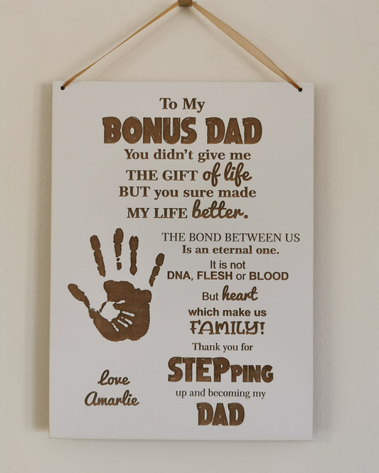 My bonus dad wall hanger