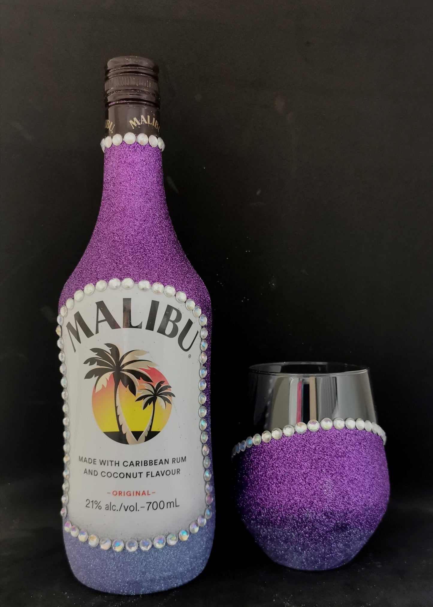 Premade Malibu and stemless glass