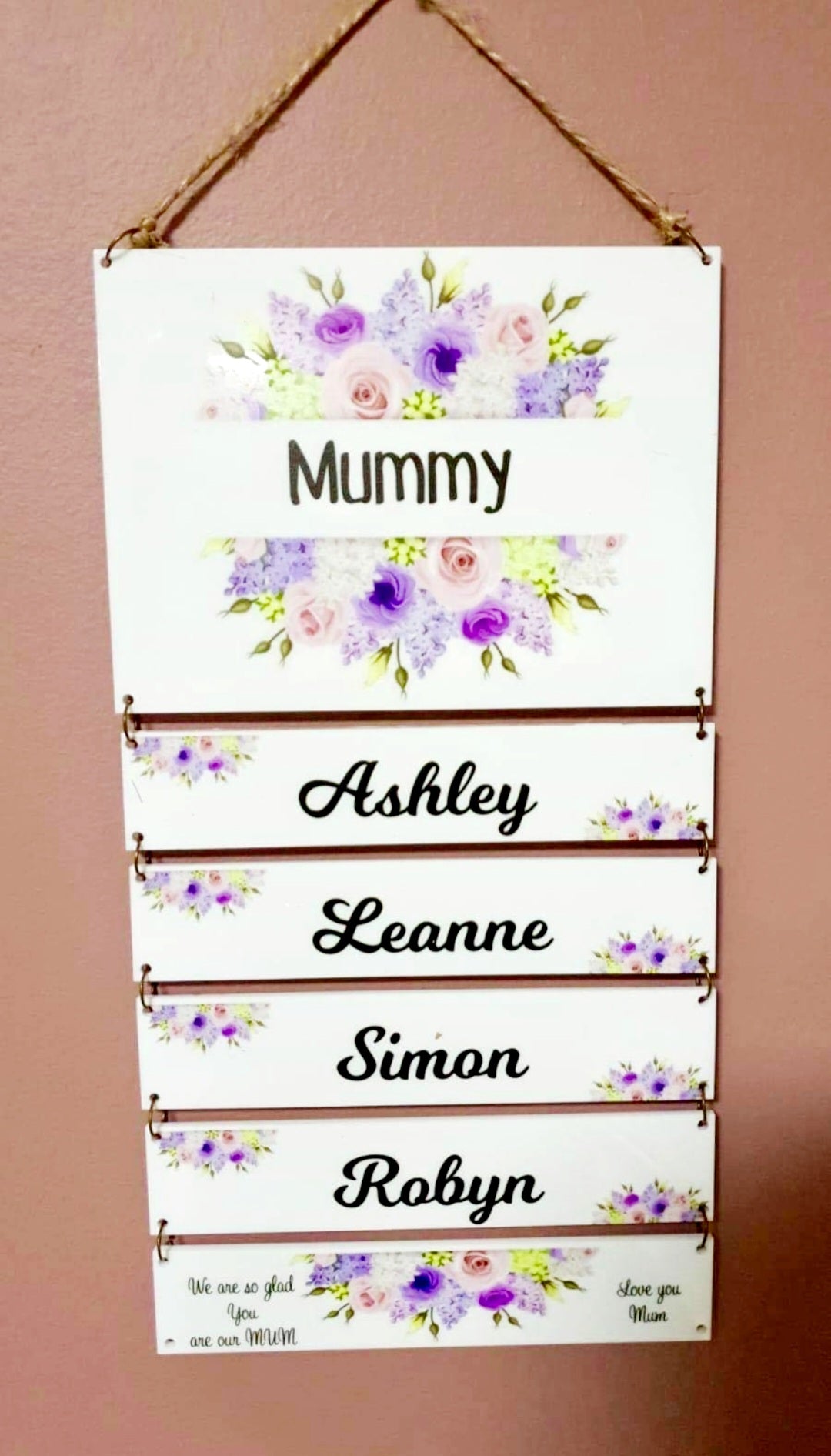 Purple Flowers - Family wall hanger