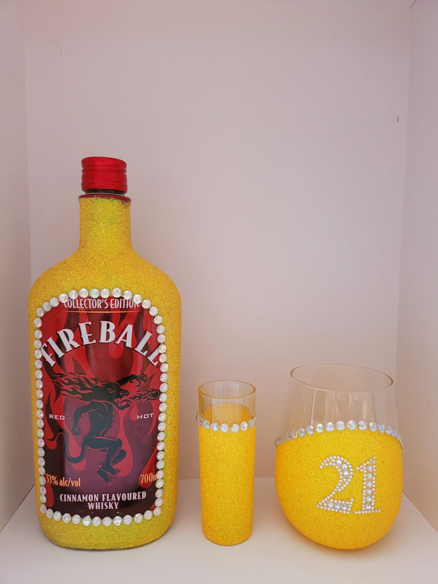 Fireball Whisky, Glass & Shot Glass