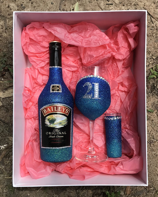 Ombré baileys, wine glass and shot glass