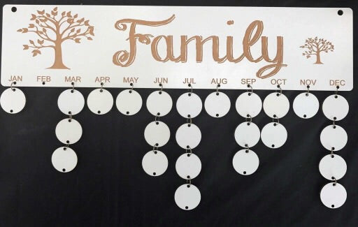Family mdf birthday calendar