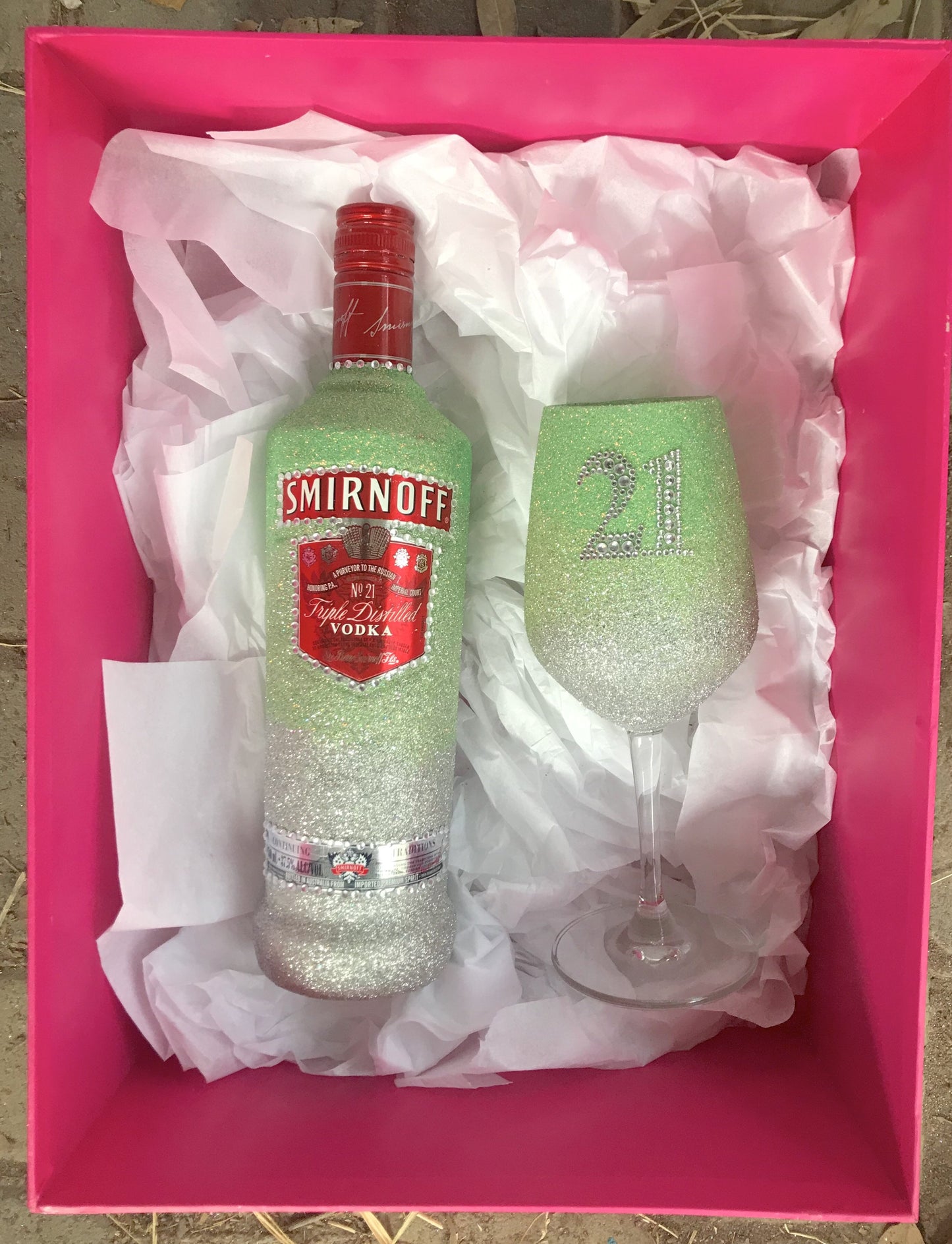 Smirnoff - Full Glitter Personalised Wine Glass