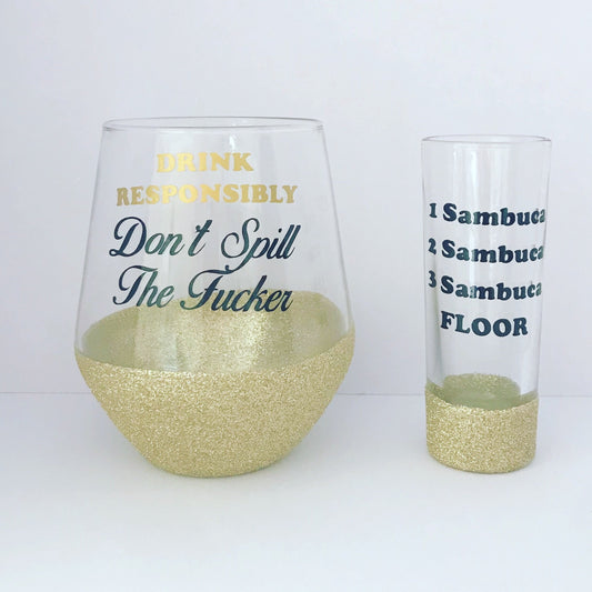 Stemless and shot glass set