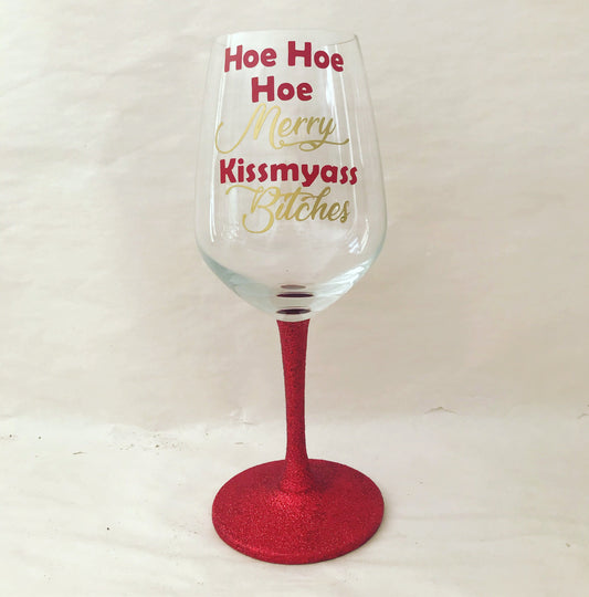 Hoe hoe hoe Christmas glass