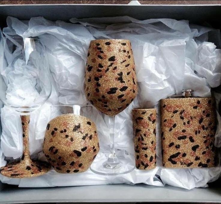 Leopard glass set of 5