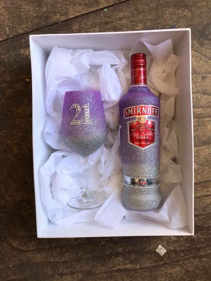 Smirnoff - Full Glitter Personalised Wine Glass