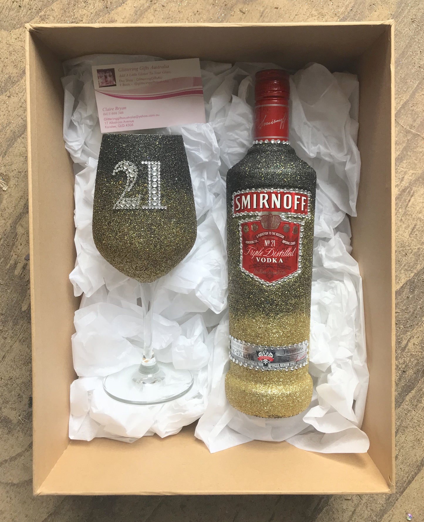 Smirnoff - Full Glitter Personalised Wine Glass