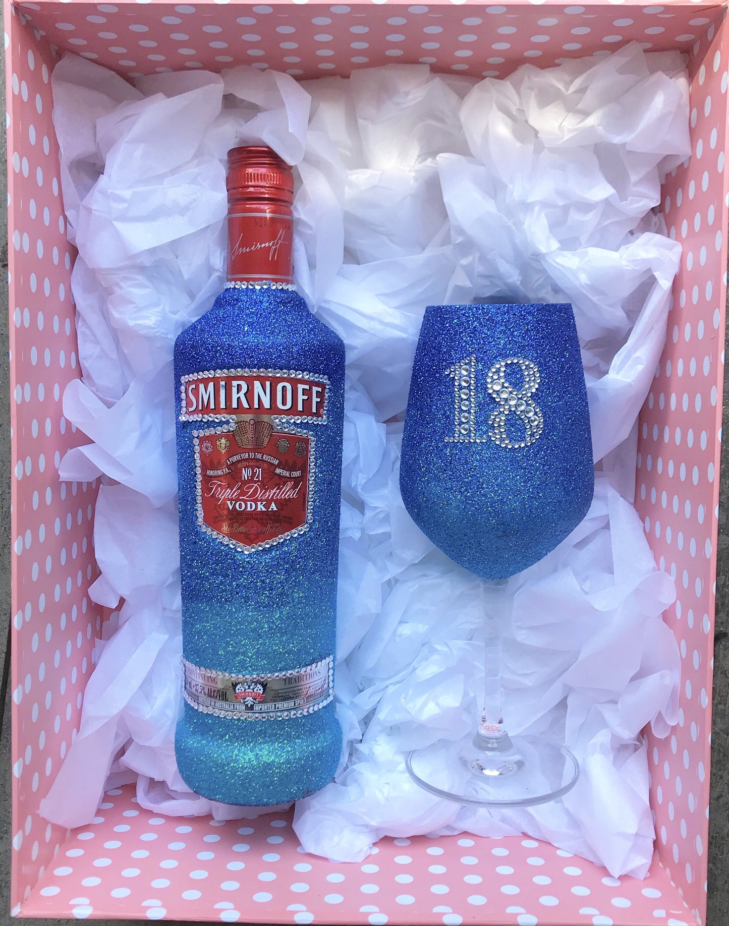 Smirnoff - Full Glitter Personalised Wine Glass