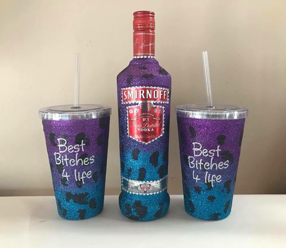 Smirnoff and 2x sippy cups - leopard teal
