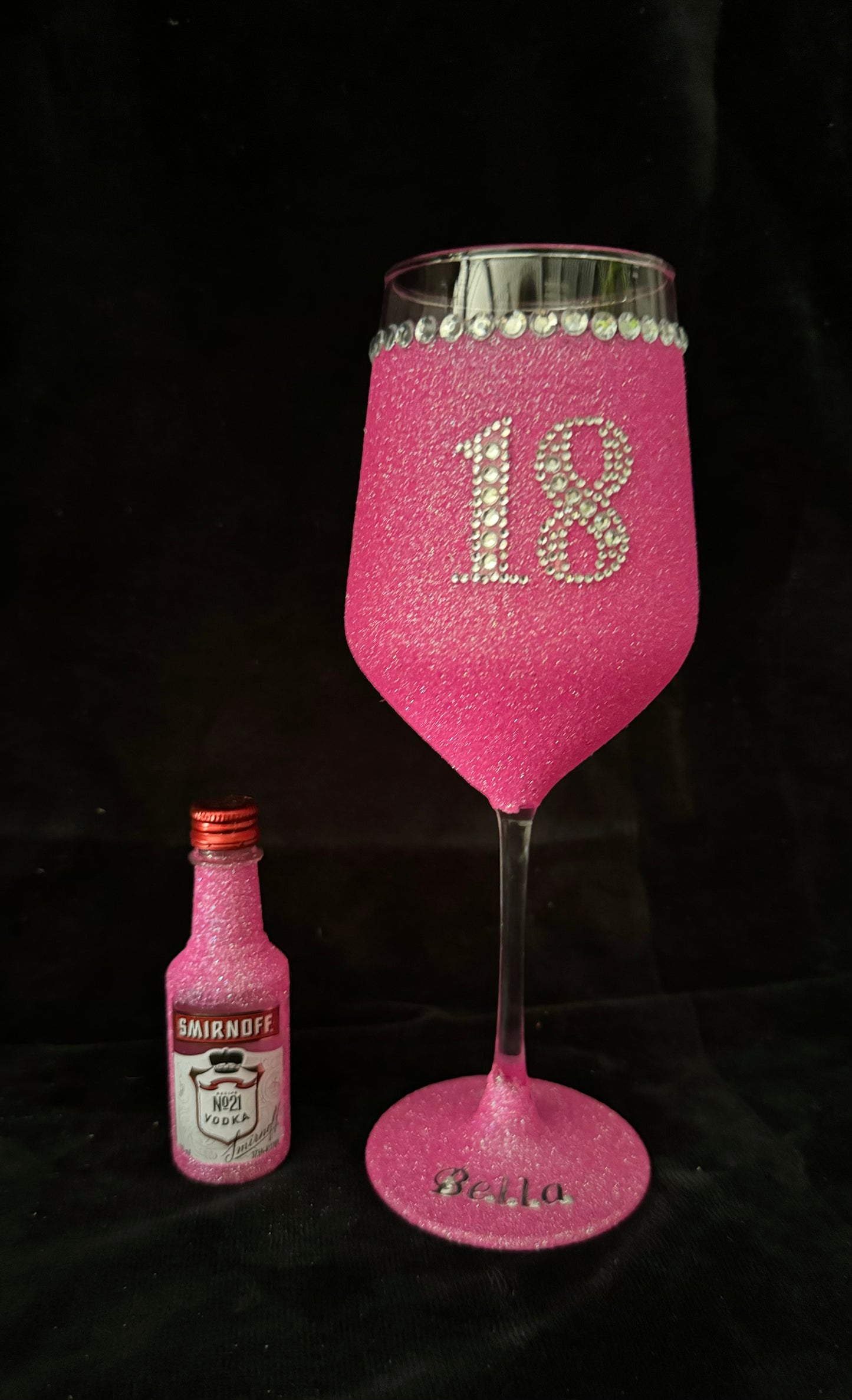 Mini Smirnoff and personalised glass set