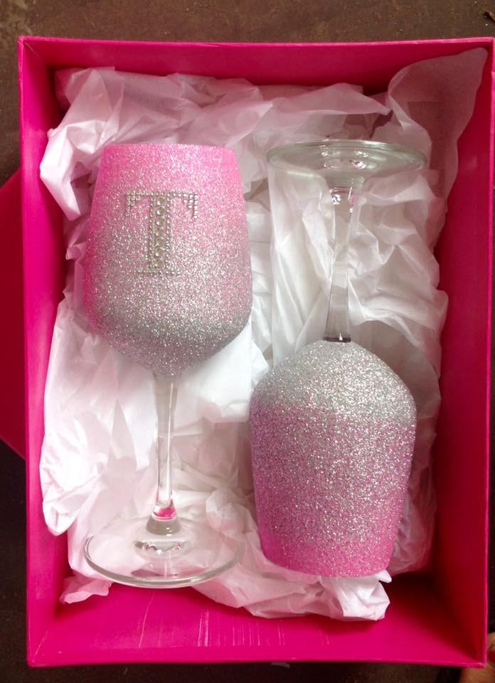 Two Personalised ombre Wine Glasses