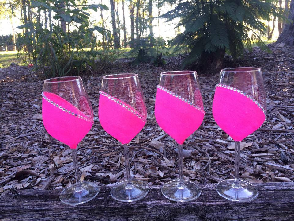 Set of Four Diaginol Dimontee Wine Glasses