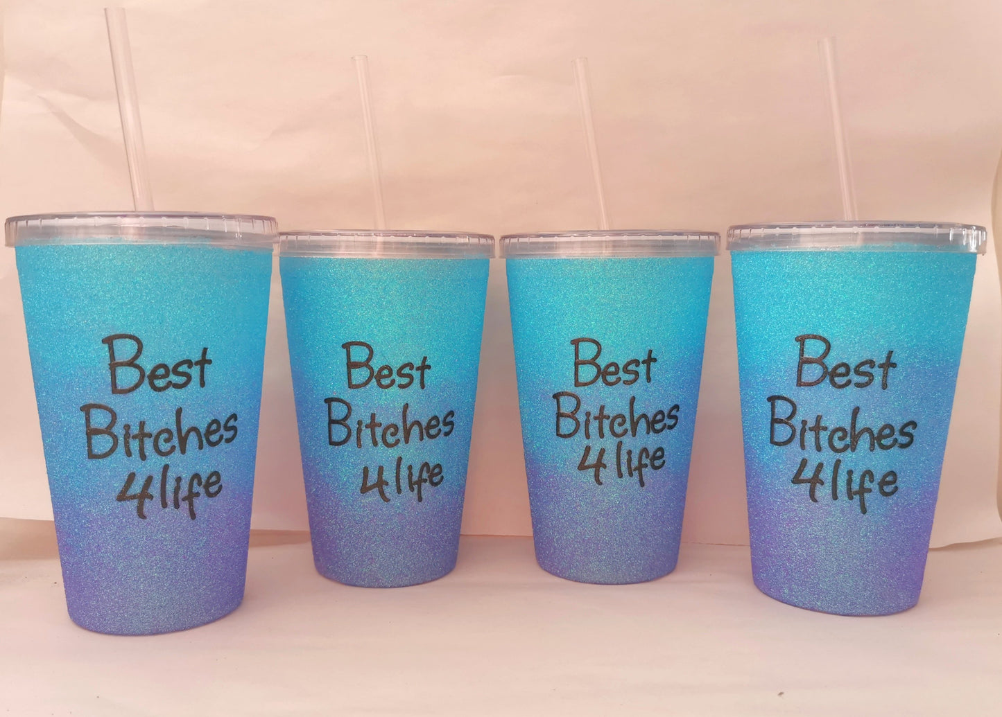 Set of 4 Best Bitches 4life Ombre Sippy Cups