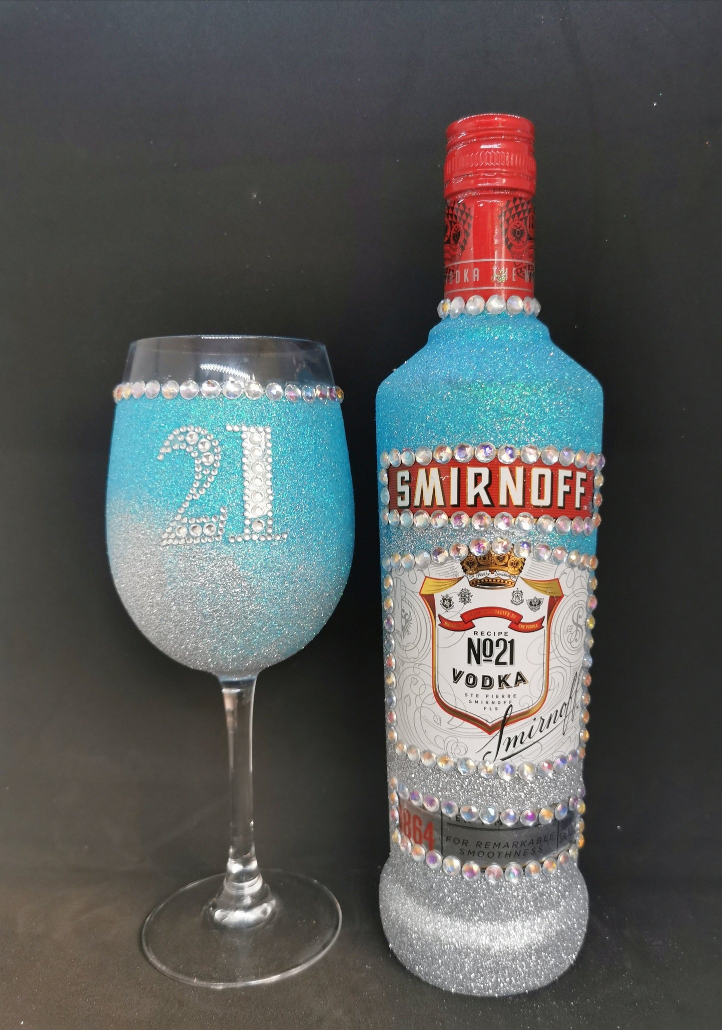 Smirnoff & 3/4 Bling Wine Glass (Personailsed)