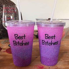 Set of two Best Bitches Ombre Sippy Cups