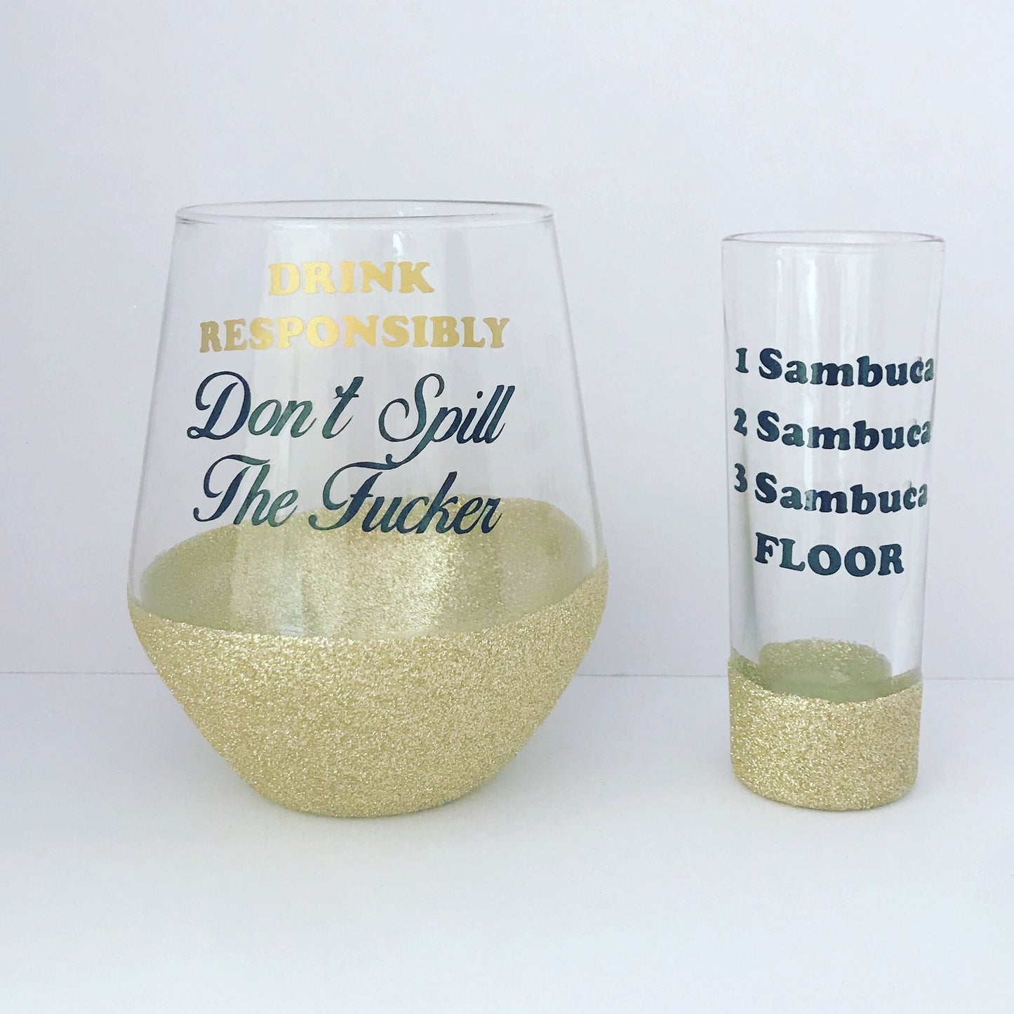 Stemless and shot glass set