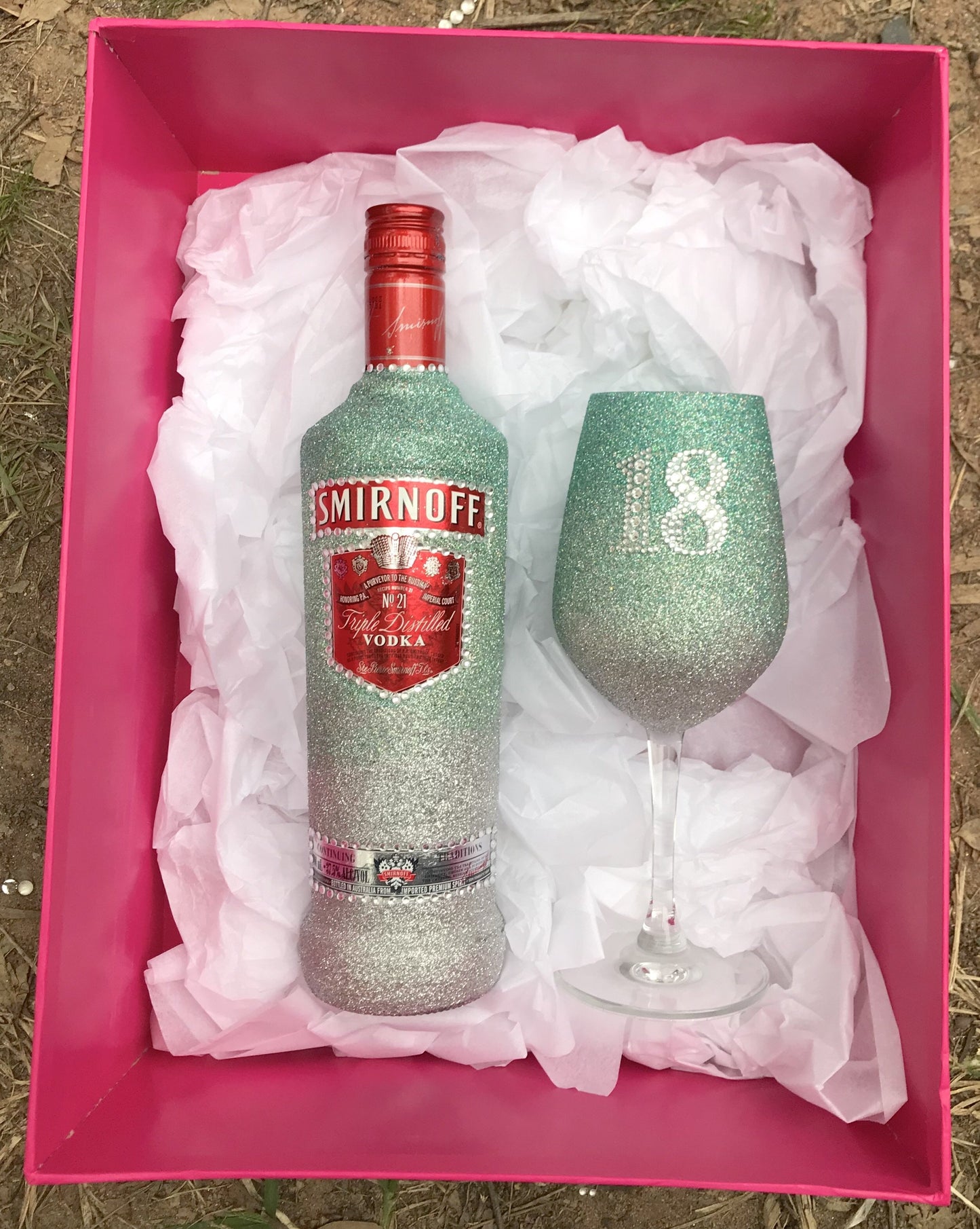Smirnoff - Full Glitter Personalised Wine Glass